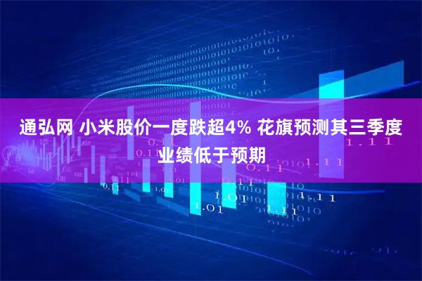 通弘网 小米股价一度跌超4% 花旗预测其三季度业绩低于预期